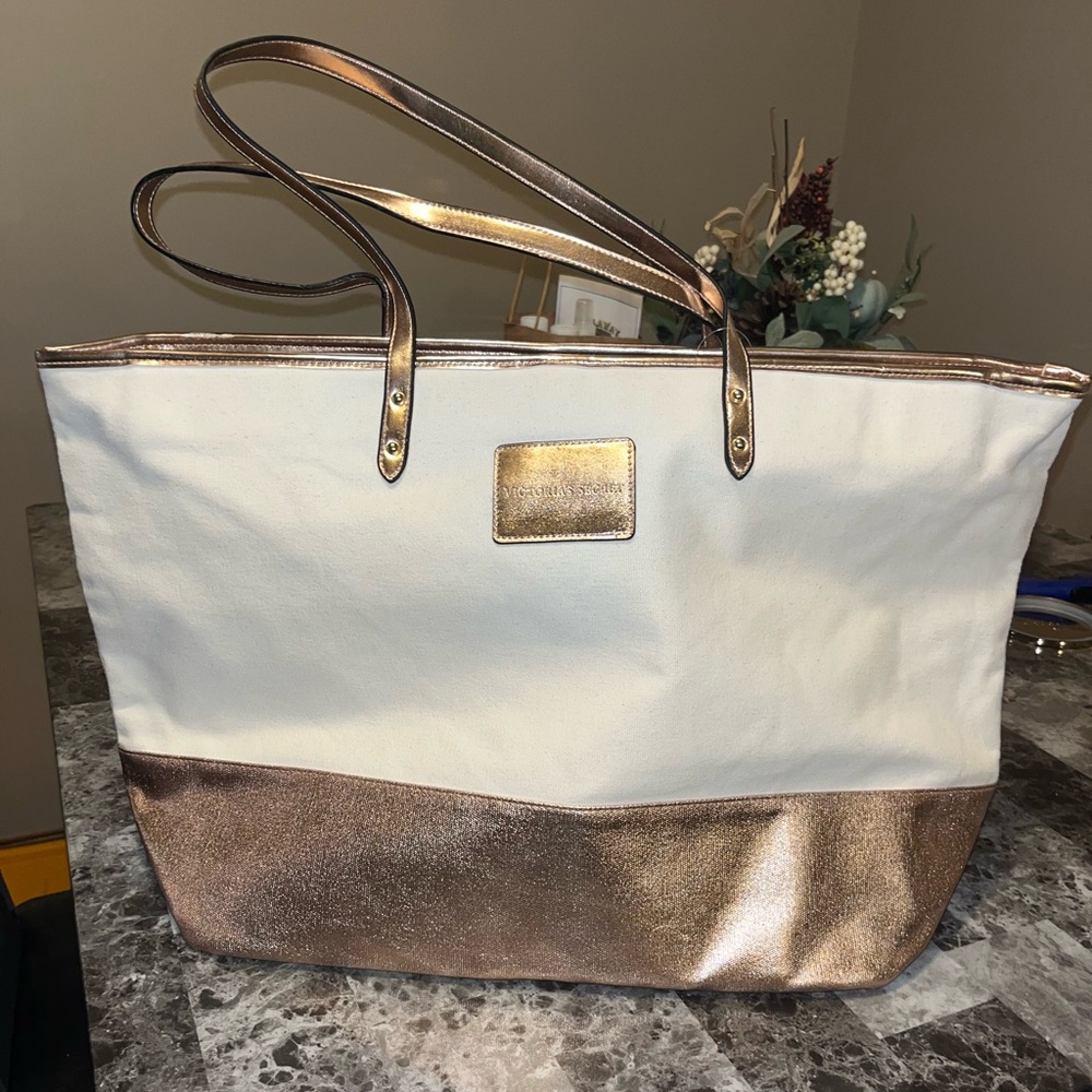 Victoria’s Secret Rose Gold and Beige Tote